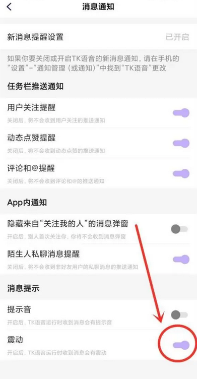 TK语音APP怎么设置消息震动